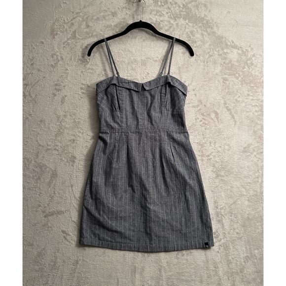 Volcom Pinstripe Dress Size Small Removable Straps Pockets Retro Preppy Academia - Picture 1 of 9